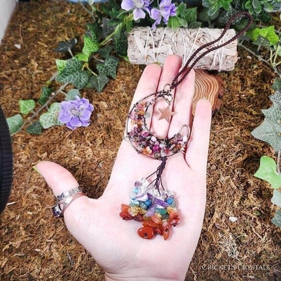 Handmade Watermelon Tourmaline Crystal Moon Décor #6 - Picture 3 of 3